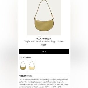 Ulla Johnson Olive Leather Hobo Bag